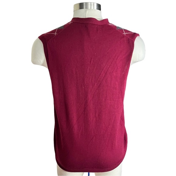 Club Room Estate Merino Wool Men Red White Argyle Sleeveless Sweater Vest Sz XL - Picture 6 of 14